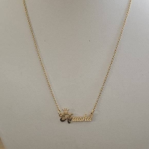 Custom Name Gold Plated Crown Necklace. - Picture 7 of 7